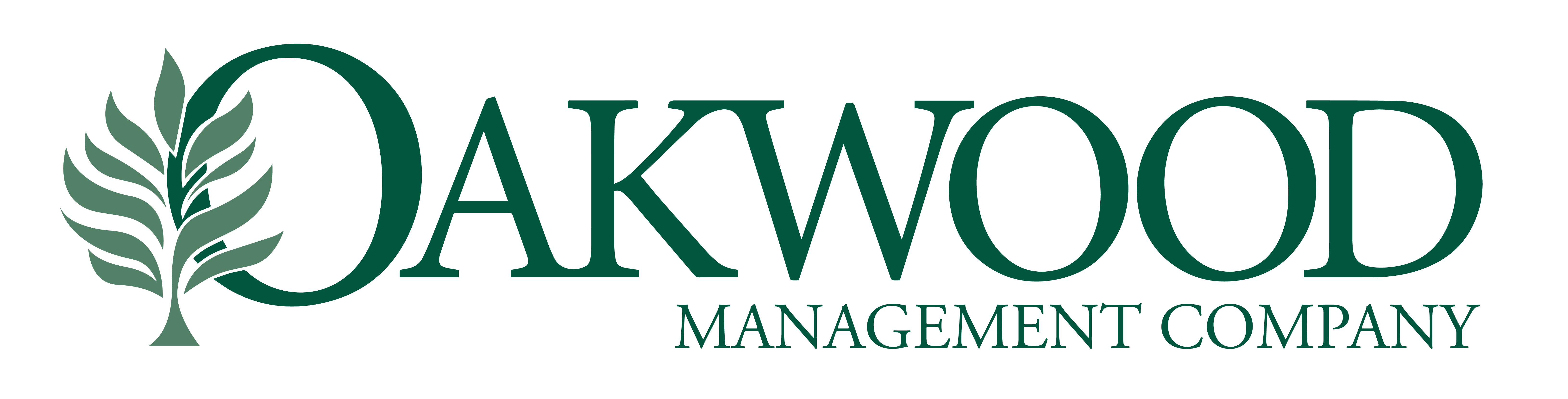 The image is a logo of a company named "Oakwood Management Company".